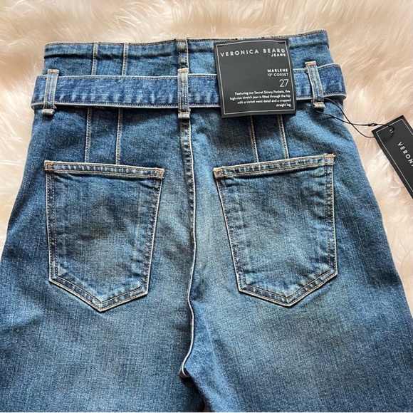 New! VERONICA BEARD Marlene Corset High Rise Jeans - Picture 11 of 13